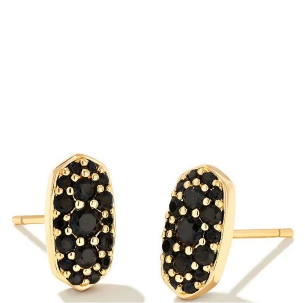 ✨️ KENDRA SCOTT 14K GOLD PLATE BLACK CRYSTALS STUD EARRINGS ✨️ BRAND NEW